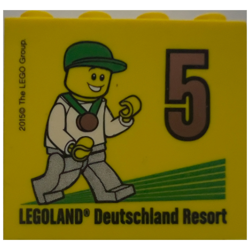 Brick 2 × 4 × 3 with 'LEGOLAND Deutschland Resort 5 2015' (Besuchsmeister Bronze) Print Gelb