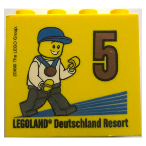 Brick 2 × 4 × 3 with 'LEGOLAND Deutschland Resort 5 2016' (Besuchsmeister Bronze) Print Yellow