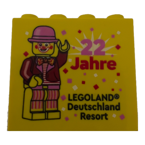 Brick 2 × 4 × 3 with 'LEGOLAND Deutschland Resort 22 Jahre' Print Yellow