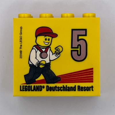 Brick 2 × 4 × 3 with 'LEGOLAND Deutschland Resort 5 2014' (Besuchsmeister Bronze) Print Gelb