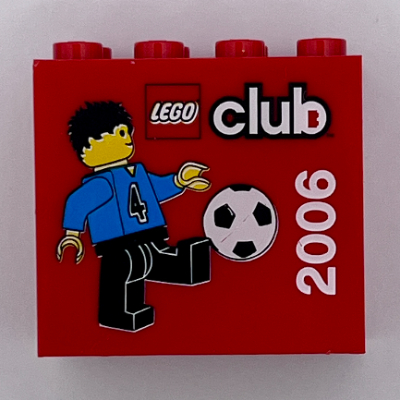 Brick 2 × 4 × 3 with 'LEGO club 2006' Print Rot
