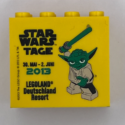 Brick 2 × 4 × 3 with 'LEGOLAND Deutschland STAR WARS 30. MAI - 2. JUNI 2013' Print Gelb