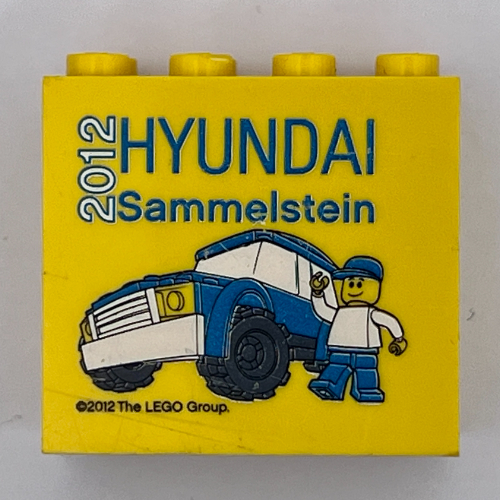 Brick 2 × 4 × 3 with 'HYUNDAI Sammelstein 2012' Print Gelb