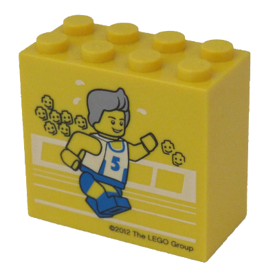 Brick 2 × 4 × 3 with 'LEGOLAND Windsor Resort' / Olympic Athlete #5 Print Yellow