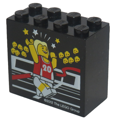 Brick 2 × 4 × 3 with 'LEGOLAND Windsor Resort' / Olympic Athlete #20 Print Black