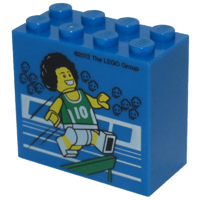Brick 2 × 4 × 3 with 'LEGOLAND Windsor Resort' / Olympic Athlete #10 Print Blue