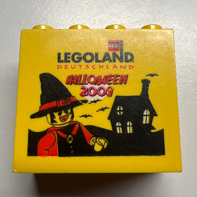 Brick 2 × 4 × 3 with 'LEGOLAND Deutschland Halloween 2009' Print Gelb