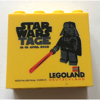 Brick 2 × 4 × 3 with 'LEGOLAND Deutschland STAR WARS TAGE' Print Gelb