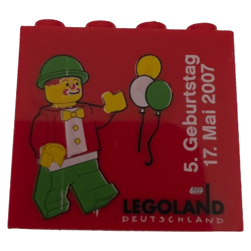 Brick 2 × 4 × 3 with 'LEGOLAND Deutschland Resort 5. Geburtstag 17. Mai 2007' Print Rot