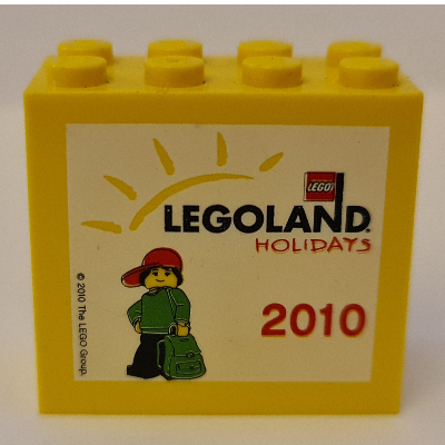 Brick 2 × 4 × 3 with 'LEGOLAND Holidays 2010' Print Yellow