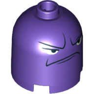 Brick Round 2 × 2 × 1 2/3 Dome Top, Blocked Open Stud with Frowning Face and Angry Eyes Print Dunkellila