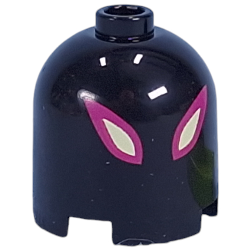 Brick Round 2 × 2 × 1 2/3 Dome Top, Hollow Stud with Dark Purple and Bright Light Yellow Eyes print Schwarz