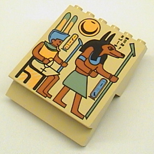 Panel 4 × 6 × 6 Sloped with Hieroglyphs and Jackal Print Beige