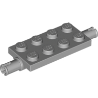 Platte speziell 2 × 4 mit Pins Hellblaugrau