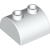 Brick Curved 2 × 2, Two Top Studs Weiß