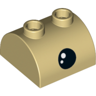 Brick Curved 2 × 2, Two Top Studs with Eye, Black Dot print Tan