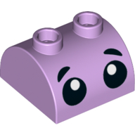 Brick Curved 2 × 2, Two Top Studs with 2 Black Eyes and Eyebrows print Lavendel
