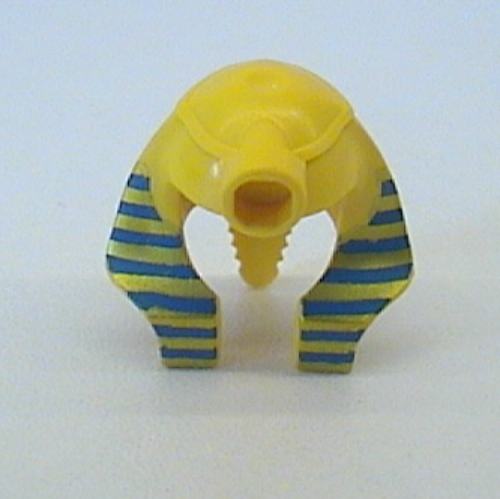 Headdress Nemes (Mummy) with Stud [Type 1] with Blue and Gold Stripes Print Yellow