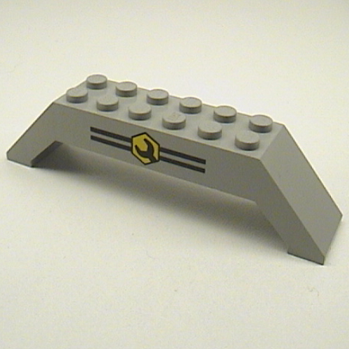 Brick Sloped 45° 10 × 2 × 2 Double with Wrench Print Light Gray