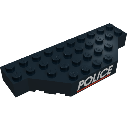 Brick Wedged 4 × 10 with Cut Corners and White "POLICE" Red Line Print Schwarz