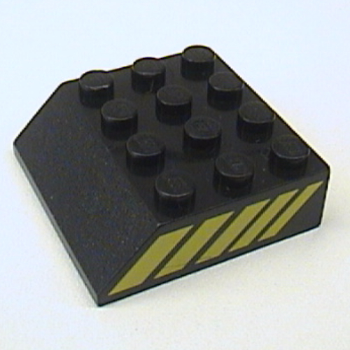 Brick Sloped 45° 4 × 4 with Yellow Stripe Print [6329] Black