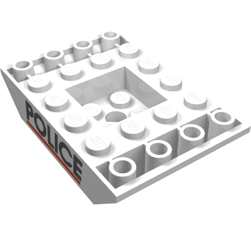 Brick Sloped Inverted 45° 6 × 4 Double with Recessed Center and "POLICE" and Red Line Print Weiß