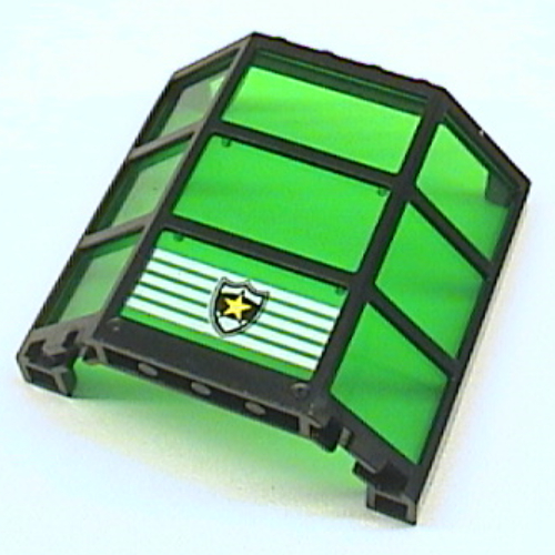 Window Bay 3 × 8 × 6 with Trans-Green Glass and Police Shield Logo Print Black