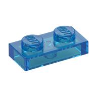 Platte 1 × 2 Transparent-Dunkelblau