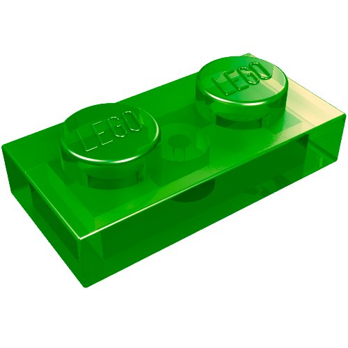 Platte 1 × 2 Transparent-Grün