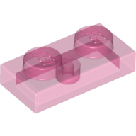 Platte 1 × 2 Transparent-Dunkelrosa