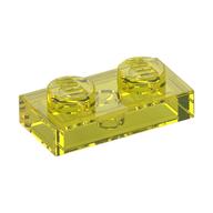 Platte 1 × 2 Transparent-Gelb