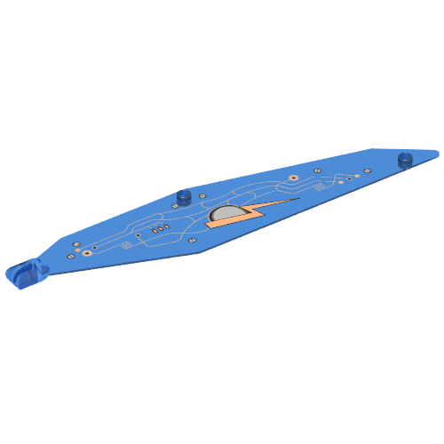 Wing Insectoid Large with Arm Hinge and Circuitry Print Right (Print on Top, Tip on Right, Logo at Back Edge) Trans-Dark Blue