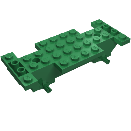 Vehicle Base 4 × 10 × 1 2/3, Inverted Slope Double, 1 × 2 Cutouts Grün