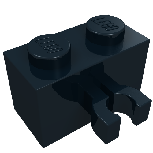Brick Special 1 × 2 with Vertical Clip [Thick U Clip] Black