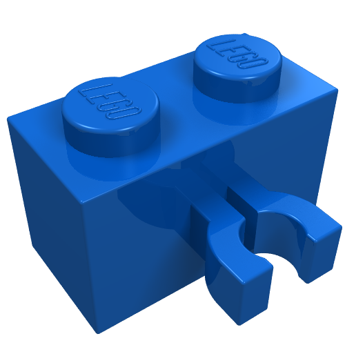 Brick Special 1 × 2 with Vertical Clip [Thick U Clip] Blau
