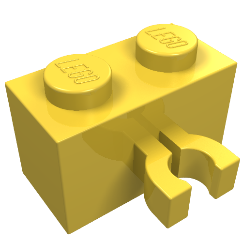 Brick Special 1 × 2 with Vertical Clip [Thick U Clip] Yellow