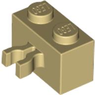Brick Special 1 × 2 with Vertical Clip [Thick U Clip] Tan