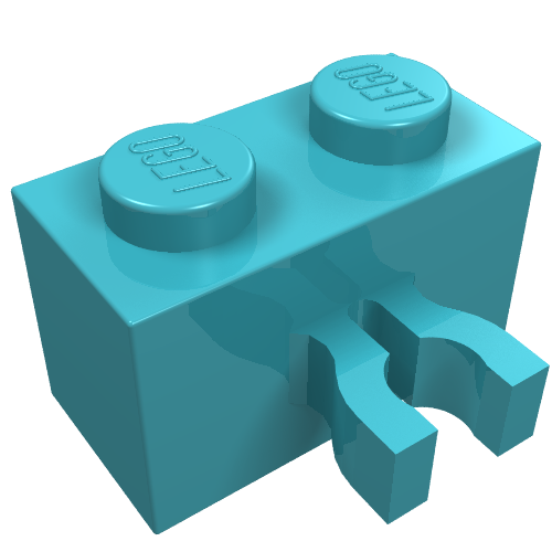 Brick Special 1 × 2 with Vertical Clip [Thick U Clip] Medium Azure