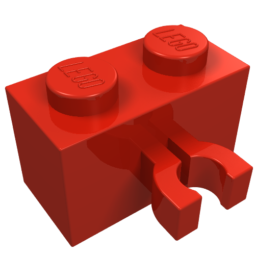 Brick Special 1 × 2 with Vertical Clip [Thick U Clip] Red