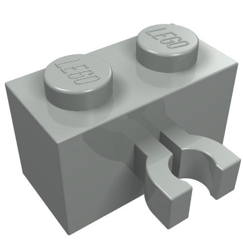 Brick Special 1 × 2 with Vertical Clip [Thick U Clip] Light Gray