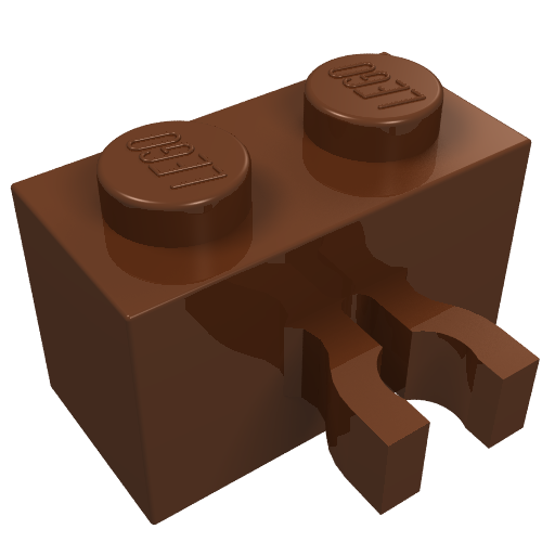 Brick Special 1 × 2 with Vertical Clip [Thick U Clip] Reddish Brown