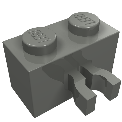 Brick Special 1 × 2 with Vertical Clip [Thick U Clip] Dunkelblaugrau