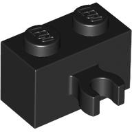Brick Special 1 × 2 with Vertical Clip [Open O Clip] Schwarz