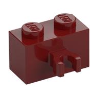 Brick Special 1 × 2 with Vertical Clip [Open O Clip] Dunkelrot