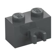 Brick Special 1 × 2 with Vertical Clip [Open O Clip] Dunkelblaugrau