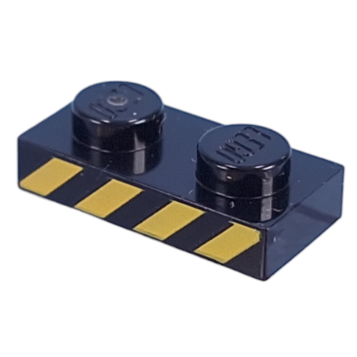 Plate 1 × 2 with Yellow Warning Stripes print Black