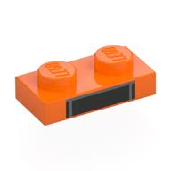 Plate 1 × 2 with Black Rectangle, Silver Stripe print Orange