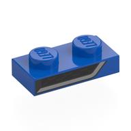 Plate 1 × 2 with Black, Dark Bluish Grey Air Intake print Blau