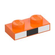 Plate 1 × 2 with White, Black Rectangles print Orange