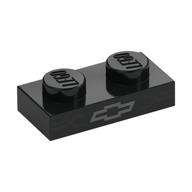 Plate 1 × 2 with + (Chevrolet Logo) print Black